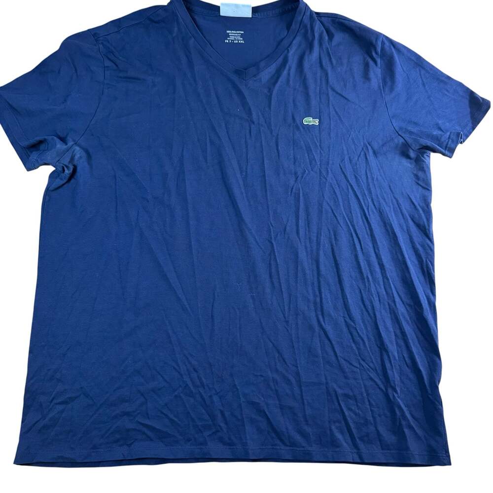 Lacoste Men's Navy Blue V-Neck Pima Cotton Regular Fit T-Shirt Size XXL